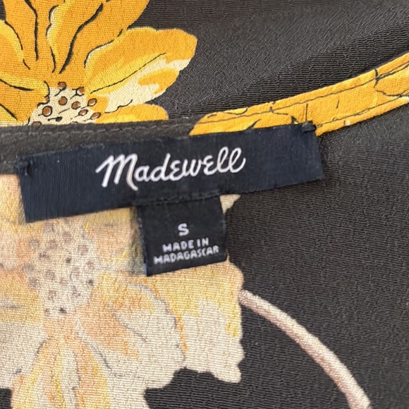 MADEWELL | Rhyme Top in Fall Flowers Green and Yellow Top Blouse Sz. S Small - Picture 5 of 6